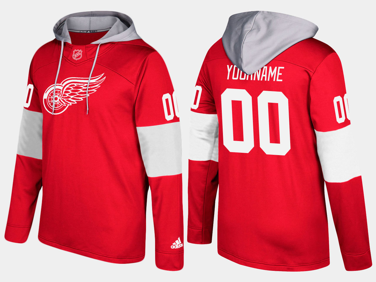NHL Men Detroit red wings customized red hoodie->customized nhl jersey->Custom Jersey